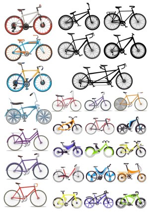 Collection of Various Bicycle Types Vector Illustrations Free Vector