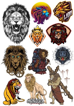 Diverse Lion-Themed Vector Illustrations Collection Free Vector