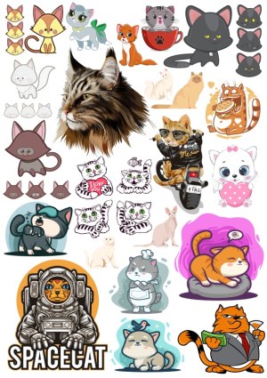 Collection of Cute and Funny Cat Vector Illustrations Free Vector