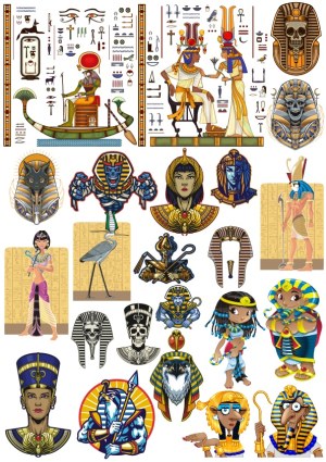 Collection of Ancient Egyptian and Pharaoh-Themed Vector Illustrations Free Vector