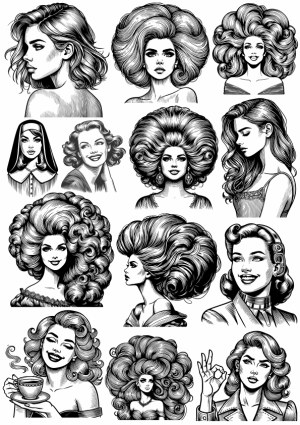 Vintage Women Portraits with Various Hairstyles Free Vector