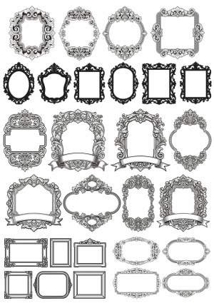 Set of Vintage Ornate and Decorative Frames and Borders Free Vector