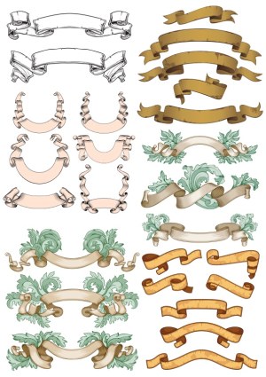 Vintage and Decorative Ribbon Banner Vector Set Free Vector