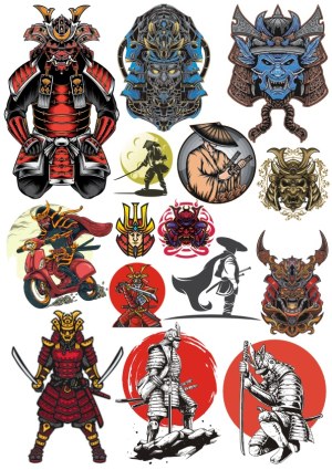 Samurai and Japanese Warrior Helmet Vector Collection Free Vector