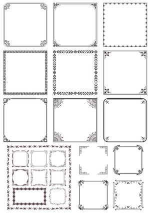 Set of Decorative Square Frame Borders Free Vector