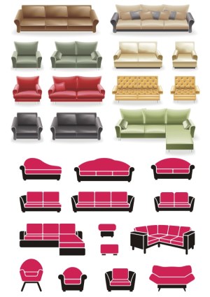 Collection of Various Sofa and Armchair Designs Vector Free Vector