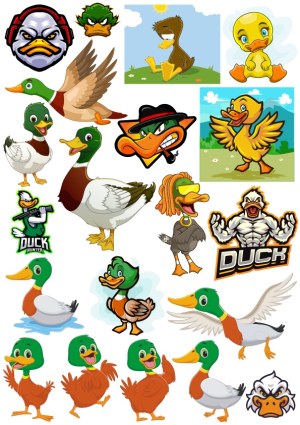 Colorful Cartoon and Mascot Duck Characters Collection Free Vector