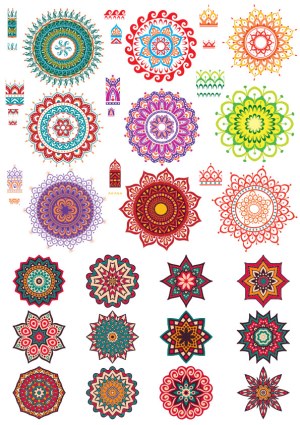 Colorful Mandala and Geometric Ornament Vector Collection Free Vector