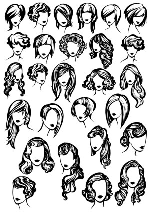 Vector Collection of Women's Hairstyles Silhouettes Free Vector