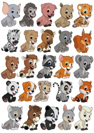 Cute Cartoon Baby Animals Collection Free Vector