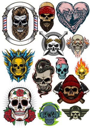 Collection of Edgy and Artistic Skull Vector Illustrations Free Vector
