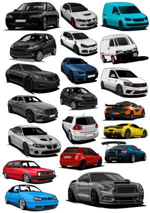 Collection of Detailed Vector Car Illustrations Free Vector