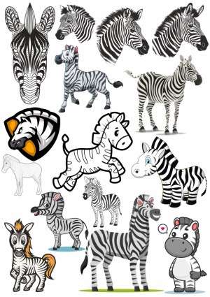 Collection of Zebra Vector Illustrations in Various Styles Free Vector