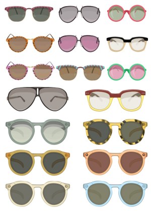 Collection of Various Stylish Sunglasses in Vector Free Vector