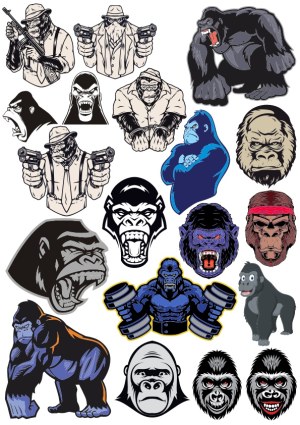 Gorilla and Ape Cartoon and Mascot Vector Collection Free Vector