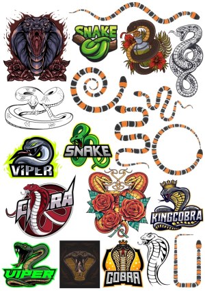Set of Cobra and Viper Snake Vector Illustrations and Logos Free Vector