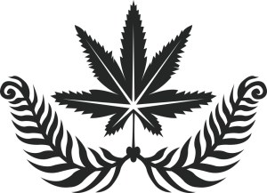 Stylized Cannabis Leaf with Fern Accents Free Vector