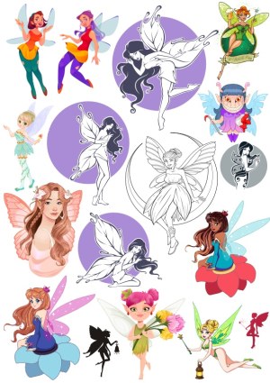 Collection of Fairy and Pixie Vector Illustrations Free Vector