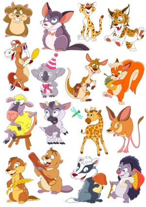 Collection of Cute Cartoon Animal Characters Free Vector