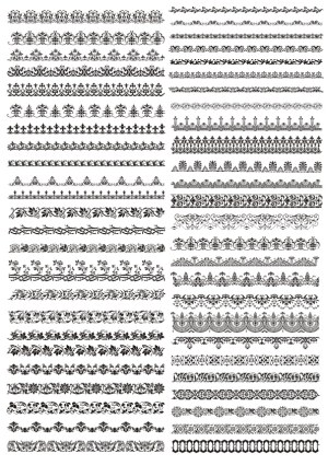 Collection of Vintage Decorative Floral Borders and Dividers Free Vector