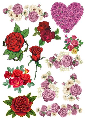 Vector Collection of Red and Purple Rose Floral Arrangements Free Vector