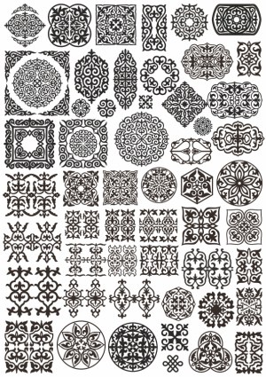 Collection of Black Ornamental Floral Vector Patterns Free Vector