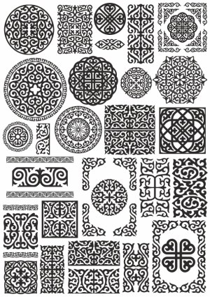 Set of Decorative Black and White Ornamental Vector Patterns Free Vector