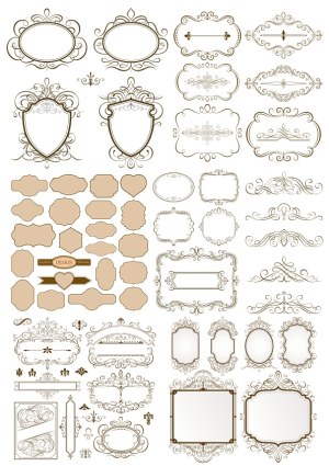 Vintage Ornate Vector Frames and Decorative Borders Collection Free Vector