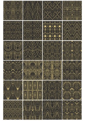 Set of 25 Gold and Black Art Deco Geometric Vector Patterns Free Vector