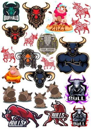 Collection of Bull and Buffalo Vector Mascots and Illustrations Free Vector