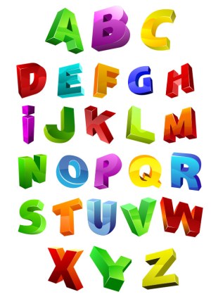 3D Colorful Alphabet Letters from A to Z Free Vector