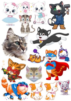 Cute and Playful Cat Cartoon and Realistic Vector Collection Free Vector