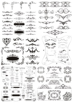 Classic Ornate Vintage Decorative Borders and Flourishes Collection Free Vector