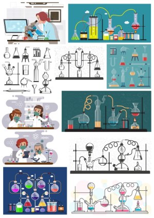 Laboratory Science and Chemical Experiment Vectors Free Vector