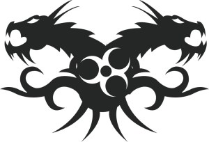 Tribal Double Dragon Silhouette Vector Free Vector