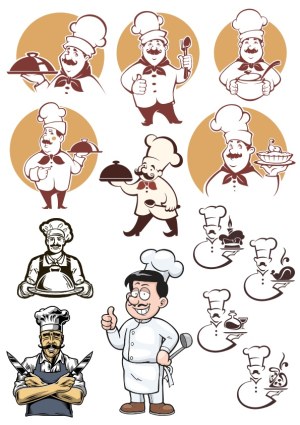 Cartoon and Stylized Chef Characters Vector Set Free Vector