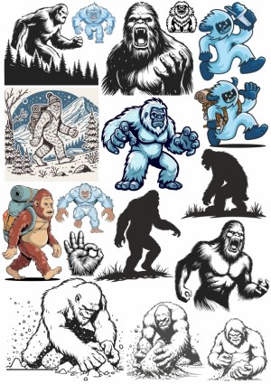 Bigfoot and Yeti Vector Illustrations Collection Free Vector