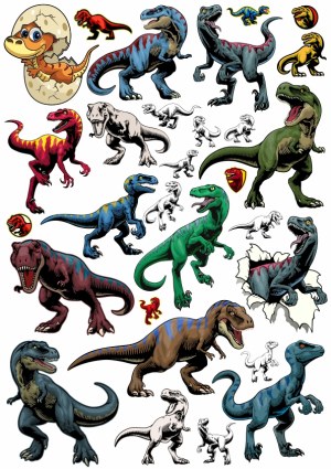 Colorful Vector Collection of Cartoon and Realistic T-Rex Dinosaurs Free Vector