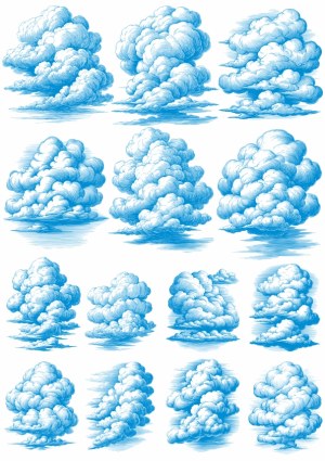 Hand-Drawn Blue Smoke and Cloud Vectors Collection Free Vector