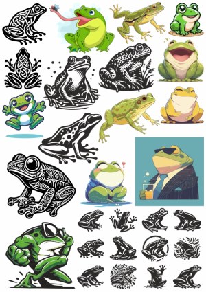 Variety of Frog Illustrations and Stylized Frog Vectors Free Vector