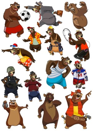 Cartoon Bear Characters in Various Costumes and Activities Free Vector