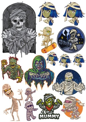 Collection of Cartoon and Horror Style Mummy Characters Free Vector