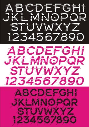 Distorted Glitch Effect Uppercase Alphabet and Numbers Vector Set Free Vector