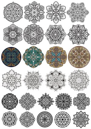 Set of 25 Decorative Mandala and Ornamental Circular Patterns Free Vector