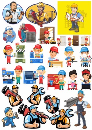 Cartoon Construction and Industrial Workers Vector Collection Free Vector