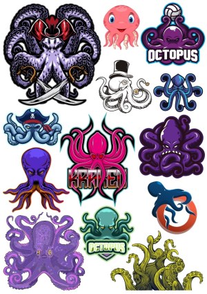 Collection of Octopus and Kraken Vector Illustrations and Logos Free Vector