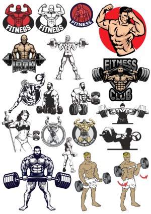 Fitness and Bodybuilding Vector Illustrations Collection Free Vector
