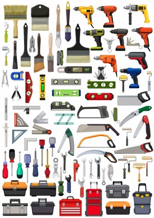 Comprehensive Vector Collection of Hand and Power Tools with Toolboxes Free Vector