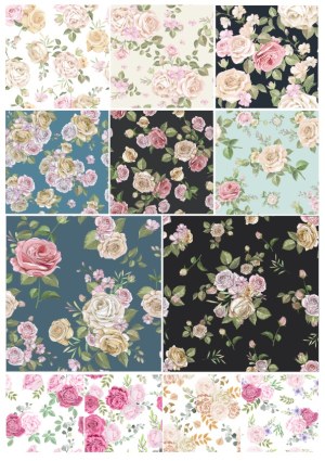 Vintage Rose Floral Pattern Collection Free Vector