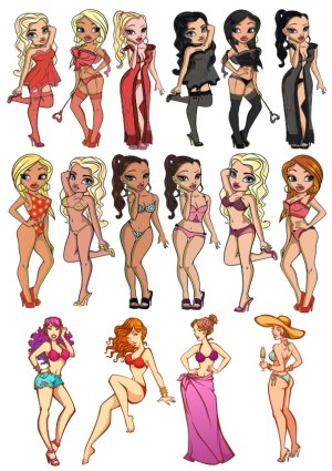 Collection of Sexy Cartoon Women in Lingerie and Swimwear Free Vector